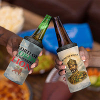 Haile Selassie I Ethiopia 4 in 1 Can Cooler Tumbler with King of Kings and Conquering Lion Cloud Rays and Regal Portrait - Wonder Print Shop