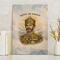 Haile Selassie I Ethiopia Canvas Wall Art with King of Kings and Conquering Lion Cloud Rays and Regal Portrait - Wonder Print Shop