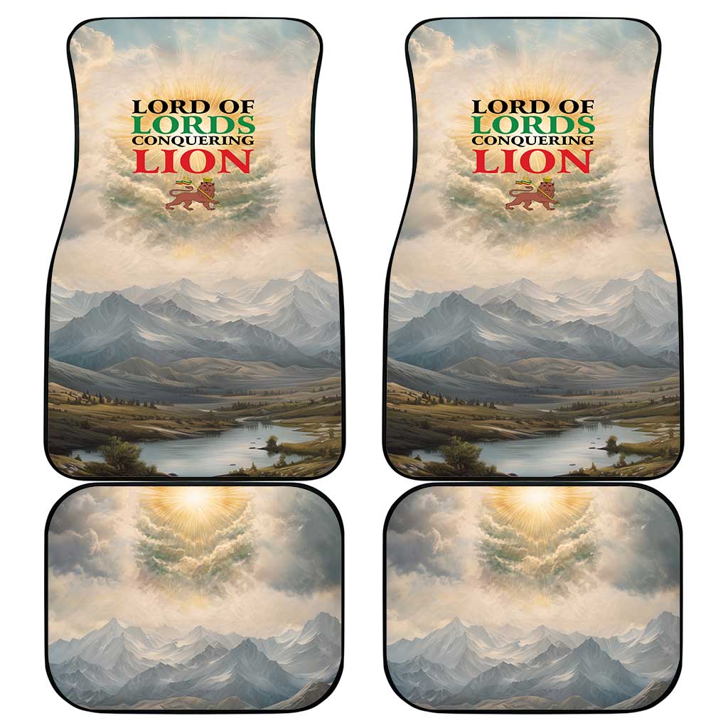 Haile Selassie I Ethiopia Car Mats with King of Kings and Conquering Lion Cloud Rays and Regal Portrait - Wonder Print Shop
