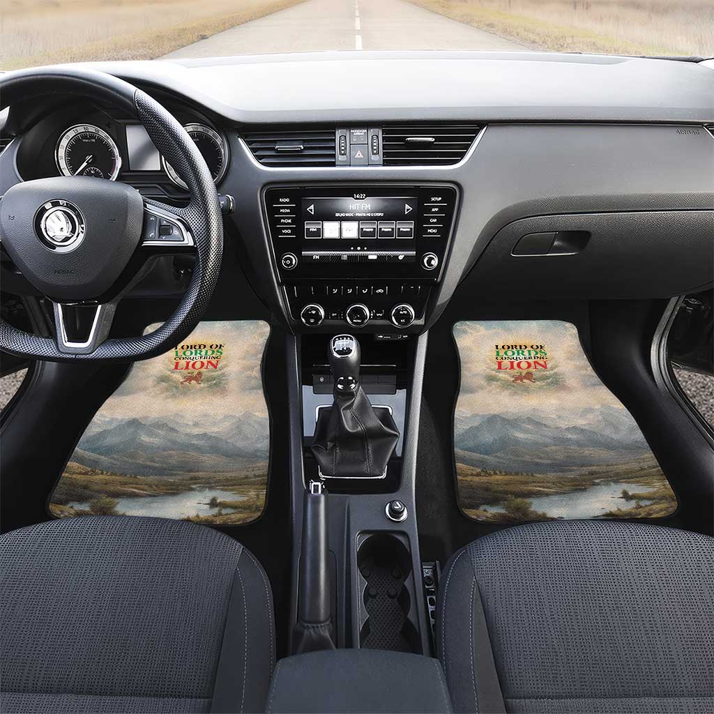 Haile Selassie I Ethiopia Car Mats with King of Kings and Conquering Lion Cloud Rays and Regal Portrait - Wonder Print Shop