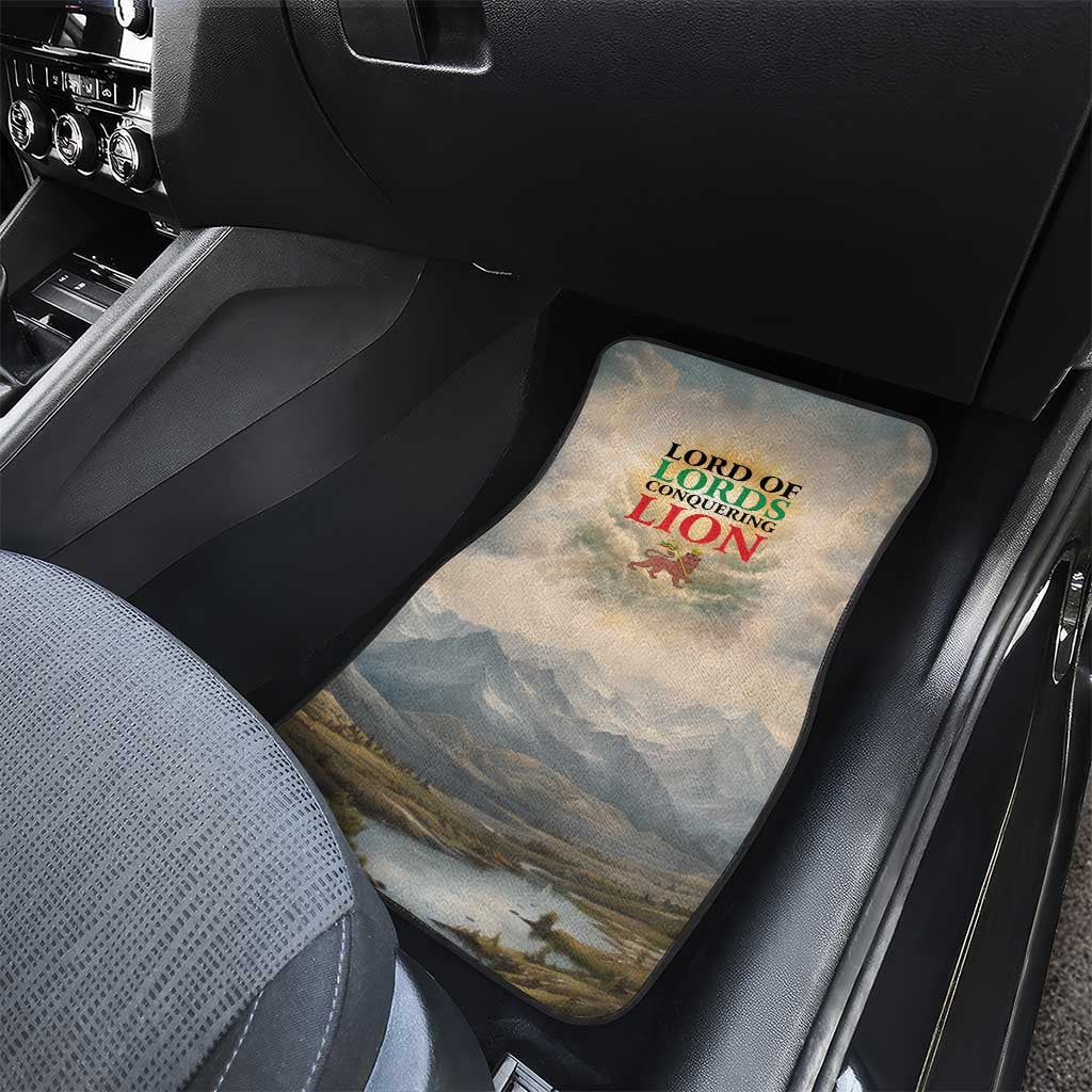 Haile Selassie I Ethiopia Car Mats with King of Kings and Conquering Lion Cloud Rays and Regal Portrait - Wonder Print Shop