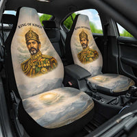 Haile Selassie I Ethiopia Car Seat Cover with King of Kings and Conquering Lion Cloud Rays and Regal Portrait - Wonder Print Shop