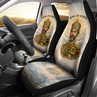 Haile Selassie I Ethiopia Car Seat Cover with King of Kings and Conquering Lion Cloud Rays and Regal Portrait - Wonder Print Shop