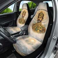 Haile Selassie I Ethiopia Car Seat Cover with King of Kings and Conquering Lion Cloud Rays and Regal Portrait - Wonder Print Shop