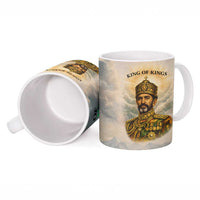 Haile Selassie I Ethiopia Ceramic Mug with King of Kings and Conquering Lion Cloud Rays and Regal Portrait - Wonder Print Shop