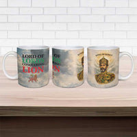 Haile Selassie I Ethiopia Ceramic Mug with King of Kings and Conquering Lion Cloud Rays and Regal Portrait - Wonder Print Shop