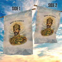 Haile Selassie I Ethiopia Garden Flag with King of Kings and Conquering Lion Cloud Rays and Regal Portrait - Wonder Print Shop