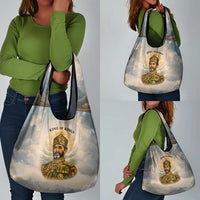 Haile Selassie I Ethiopia Grocery Bag with King of Kings and Conquering Lion Cloud Rays and Regal Portrait - Wonder Print Shop