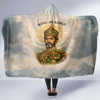 Haile Selassie I Ethiopia Hooded Blanket with King of Kings and Conquering Lion Cloud Rays and Regal Portrait - Wonder Print Shop