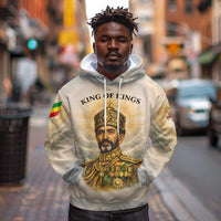 Haile Selassie I Ethiopia Hoodie with King of Kings and Conquering Lion Cloud Rays and Regal Portrait