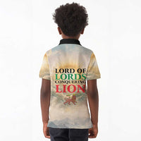Haile Selassie I Ethiopia Kid Polo Shirt with King of Kings and Conquering Lion Cloud Rays and Regal Portrait