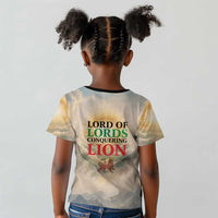 Haile Selassie I Ethiopia Kid T shirt with King of Kings and Conquering Lion Cloud Rays and Regal Portrait