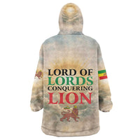 Haile Selassie I Ethiopia Kid Wearable Blanket Hoodie with King of Kings and Conquering Lion Cloud Rays and Regal Portrait