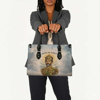 Haile Selassie I Ethiopia Leather Bag with King of Kings and Conquering Lion Cloud Rays and Regal Portrait - Wonder Print Shop