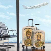 Haile Selassie I Ethiopia Luggage Cover with King of Kings and Conquering Lion Cloud Rays and Regal Portrait - Wonder Print Shop