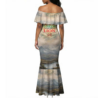 Haile Selassie I Ethiopia Mermaid Dress with King of Kings and Conquering Lion Cloud Rays and Regal Portrait