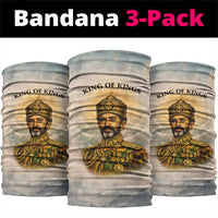 Haile Selassie I Ethiopia Neck Gaiter with King of Kings and Conquering Lion Cloud Rays and Regal Portrait - Wonder Print Shop