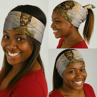 Haile Selassie I Ethiopia Neck Gaiter with King of Kings and Conquering Lion Cloud Rays and Regal Portrait - Wonder Print Shop