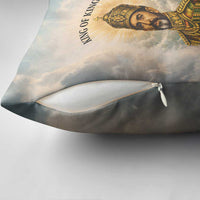 Haile Selassie I Ethiopia Pillow Cover with King of Kings and Conquering Lion Cloud Rays and Regal Portrait - Wonder Print Shop