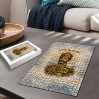 Haile Selassie I Ethiopia Puzzle with King of Kings and Conquering Lion Cloud Rays and Regal Portrait - Wonder Print Shop