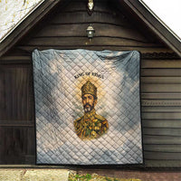 Haile Selassie I Ethiopia Quilt with King of Kings and Conquering Lion Cloud Rays and Regal Portrait - Wonder Print Shop