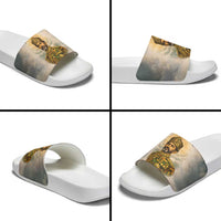 Haile Selassie I Ethiopia Slide Sandals with King of Kings and Conquering Lion Cloud Rays and Regal Portrait - Wonder Print Shop