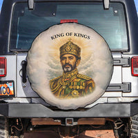 Haile Selassie I Ethiopia Spare Tire Cover with King of Kings and Conquering Lion Cloud Rays and Regal Portrait - Wonder Print Shop
