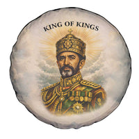 Haile Selassie I Ethiopia Spare Tire Cover with King of Kings and Conquering Lion Cloud Rays and Regal Portrait - Wonder Print Shop