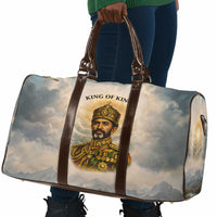 Haile Selassie I Ethiopia Travel Bag with King of Kings and Conquering Lion Cloud Rays and Regal Portrait - Wonder Print Shop