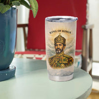 Haile Selassie I Ethiopia Tumbler Cup with King of Kings and Conquering Lion Cloud Rays and Regal Portrait - Wonder Print Shop