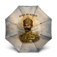 Haile Selassie I Ethiopia Umbrella with King of Kings and Conquering Lion Cloud Rays and Regal Portrait - Wonder Print Shop