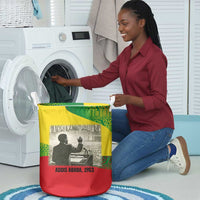 Ethiopia Haile Selassie I Laundry Basket with Addis Ababa 1963 Speech Quote Pan-African Flag Colors and Kente Pattern - Wonder Print Shop
