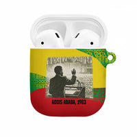 Ethiopia Haile Selassie I AirPods Case with Addis Ababa 1963 Speech Quote Pan-African Flag Colors and Kente Pattern - Wonder Print Shop