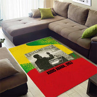 Ethiopia Haile Selassie I Area Rug with Addis Ababa 1963 Speech Quote Pan-African Flag Colors and Kente Pattern - Wonder Print Shop