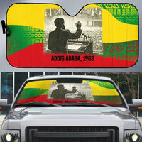 Ethiopia Haile Selassie I Auto Sun Shade with Addis Ababa 1963 Speech Quote Pan-African Flag Colors and Kente Pattern - Wonder Print Shop