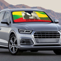Ethiopia Haile Selassie I Auto Sun Shade with Addis Ababa 1963 Speech Quote Pan-African Flag Colors and Kente Pattern - Wonder Print Shop