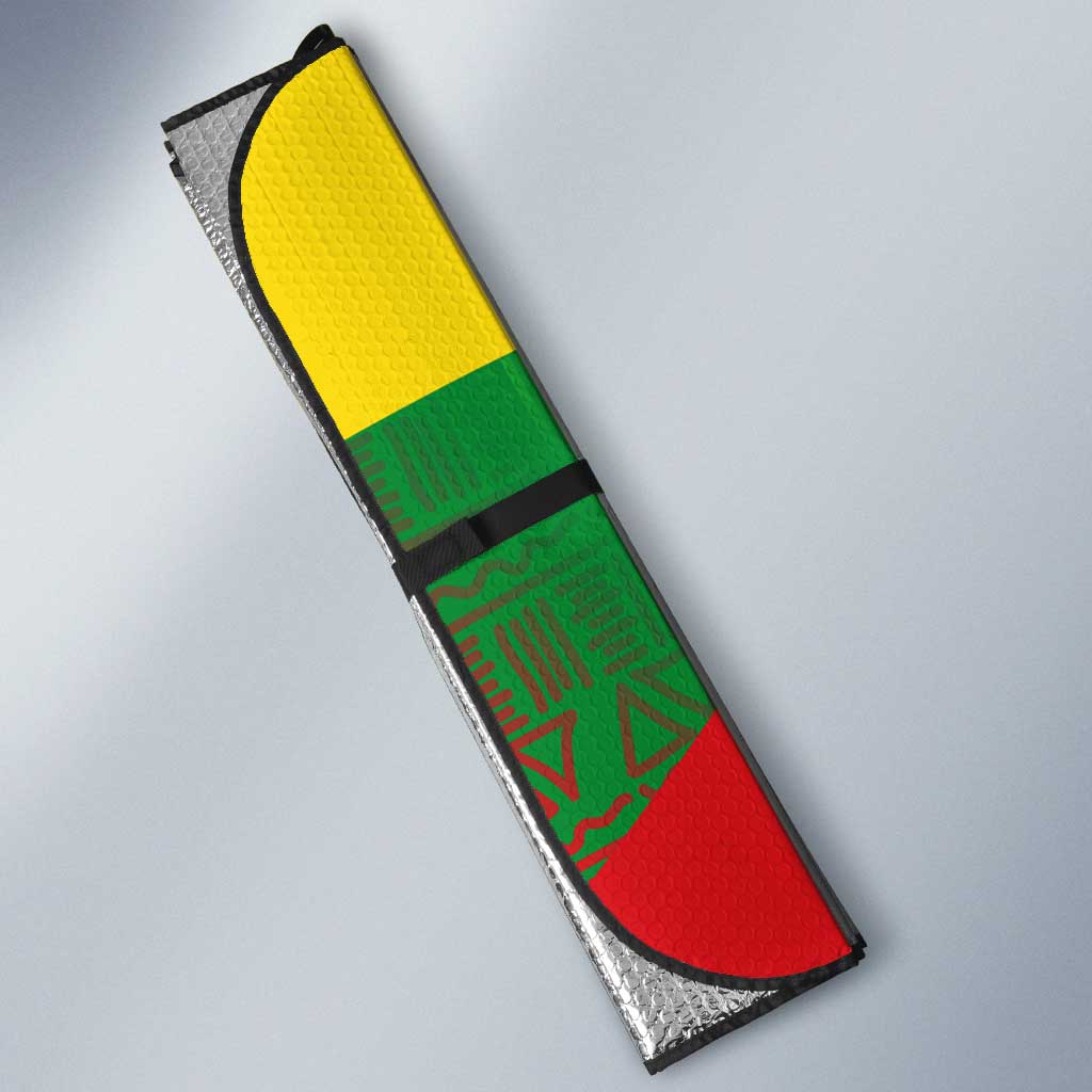 Ethiopia Haile Selassie I Auto Sun Shade with Addis Ababa 1963 Speech Quote Pan-African Flag Colors and Kente Pattern - Wonder Print Shop