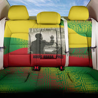 Ethiopia Haile Selassie I Back Car Seat Cover with Addis Ababa 1963 Speech Quote Pan-African Flag Colors and Kente Pattern - Wonder Print Shop