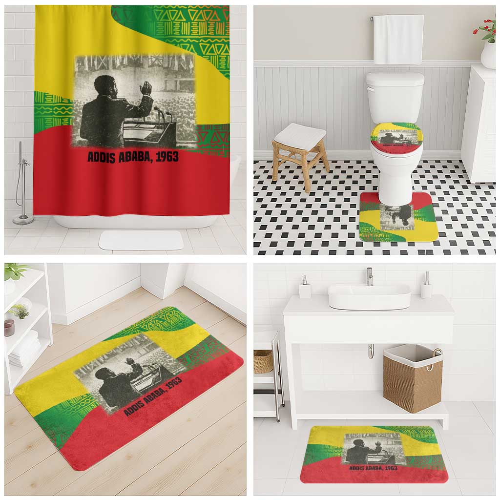 Ethiopia Haile Selassie I Bathroom Set with Addis Ababa 1963 Speech Quote Pan-African Flag Colors and Kente Pattern - Wonder Print Shop