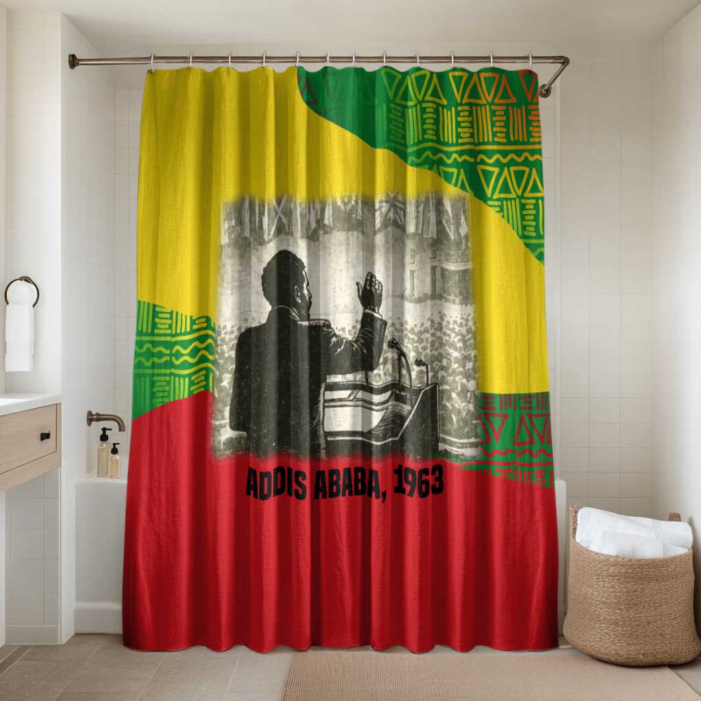 Ethiopia Haile Selassie I Bathroom Set with Addis Ababa 1963 Speech Quote Pan-African Flag Colors and Kente Pattern - Wonder Print Shop