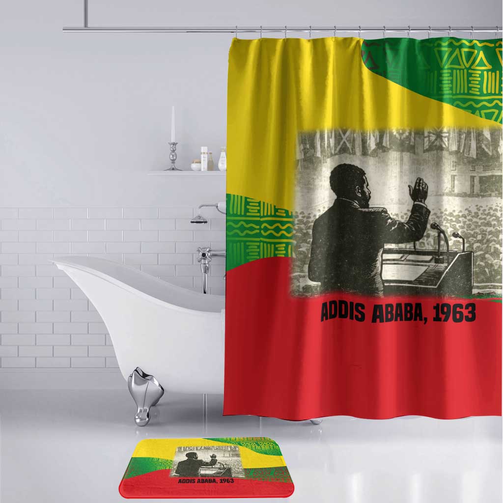 Ethiopia Haile Selassie I Bathroom Set with Addis Ababa 1963 Speech Quote Pan-African Flag Colors and Kente Pattern - Wonder Print Shop
