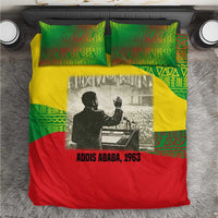 Ethiopia Haile Selassie I Bedding Set with Addis Ababa 1963 Speech Quote Pan-African Flag Colors and Kente Pattern - Wonder Print Shop