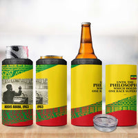 Ethiopia Haile Selassie I 4 in 1 Can Cooler Tumbler with Addis Ababa 1963 Speech Quote Pan-African Flag Colors and Kente Pattern - Wonder Print Shop