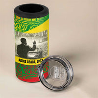 Ethiopia Haile Selassie I 4 in 1 Can Cooler Tumbler with Addis Ababa 1963 Speech Quote Pan-African Flag Colors and Kente Pattern - Wonder Print Shop