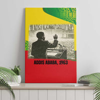 Ethiopia Haile Selassie I Canvas Wall Art with Addis Ababa 1963 Speech Quote Pan-African Flag Colors and Kente Pattern - Wonder Print Shop