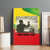 Ethiopia Haile Selassie I Canvas Wall Art with Addis Ababa 1963 Speech Quote Pan-African Flag Colors and Kente Pattern - Wonder Print Shop