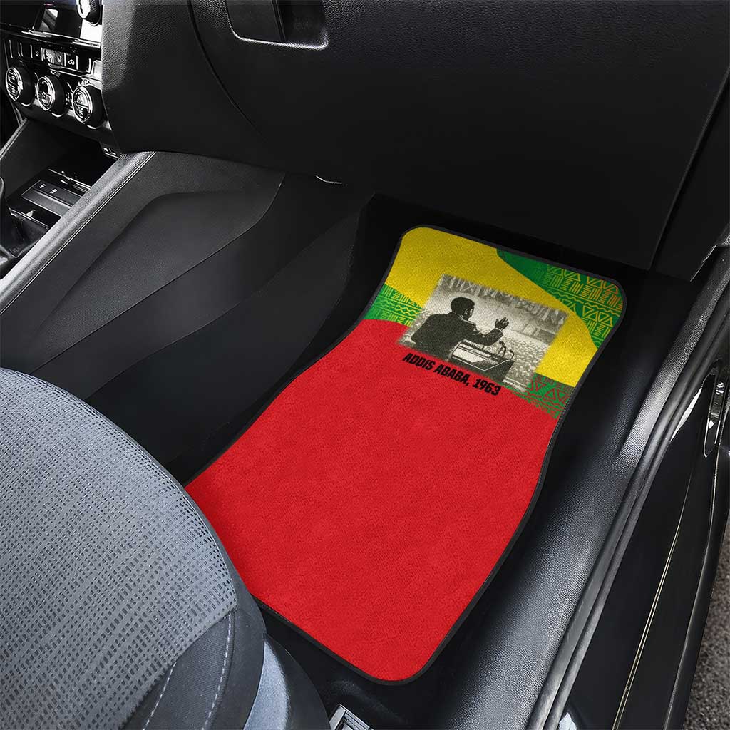 Ethiopia Haile Selassie I Car Mats with Addis Ababa 1963 Speech Quote Pan-African Flag Colors and Kente Pattern - Wonder Print Shop