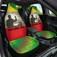 Ethiopia Haile Selassie I Car Seat Cover with Addis Ababa 1963 Speech Quote Pan-African Flag Colors and Kente Pattern - Wonder Print Shop