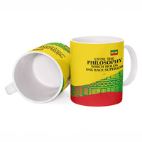 Ethiopia Haile Selassie I Ceramic Mug with Addis Ababa 1963 Speech Quote Pan-African Flag Colors and Kente Pattern - Wonder Print Shop