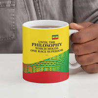 Ethiopia Haile Selassie I Ceramic Mug with Addis Ababa 1963 Speech Quote Pan-African Flag Colors and Kente Pattern - Wonder Print Shop